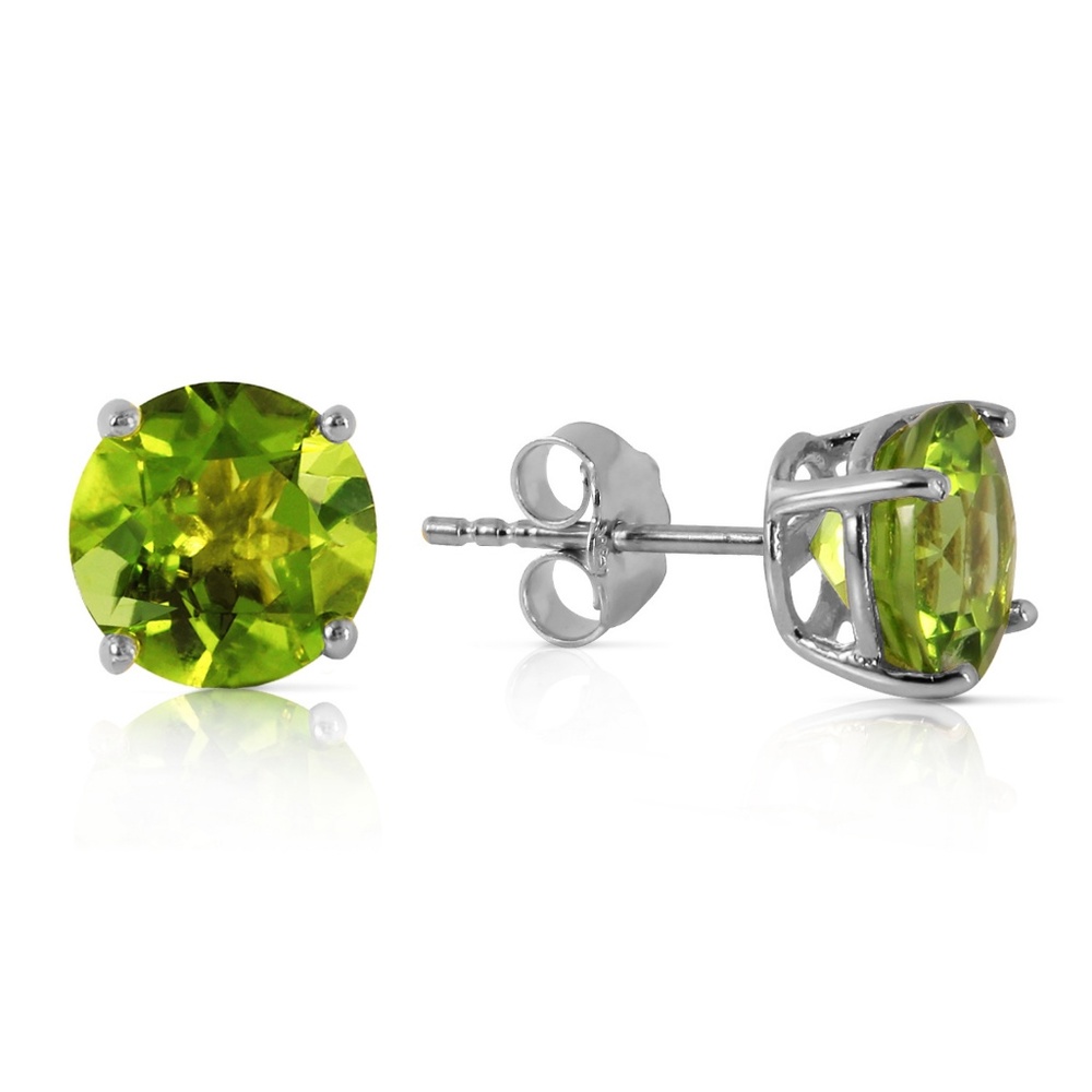 14K. GOLD STUD EARRING WITH NATURAL PERIDOTS - Picture 1 of 6